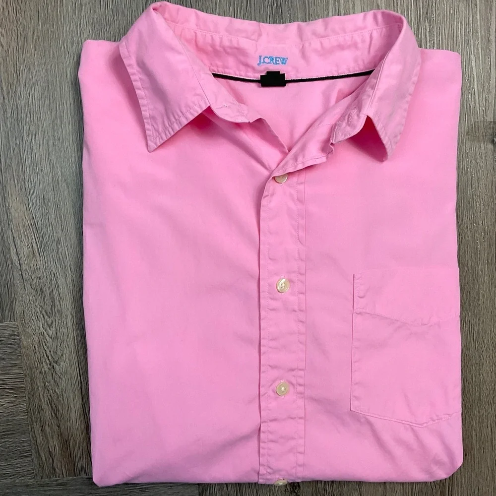 J.Crew Long Sleeve Button Down Dress Shirt‎ Mens Medium Pink Preppy Classic